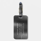 Étiquette À Bagage Elegant Monogram Black Brushed Metallic (Dos Vertical)
