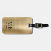 Étiquette À Bagage Élégant Monogram Gold (Devant horizontal)