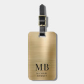 Étiquette À Bagage Élégant Monogram Gold (Devant Vertical)