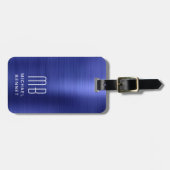 Étiquette À Bagage Elégant Monogram Navy Bleu (Devant horizontal)