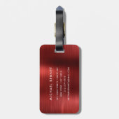 Étiquette À Bagage Elegant Monogram Red Brushed Metal (Dos Vertical)