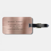 Étiquette À Bagage Élégant Monogram Rose Gold (Dos horizontal)