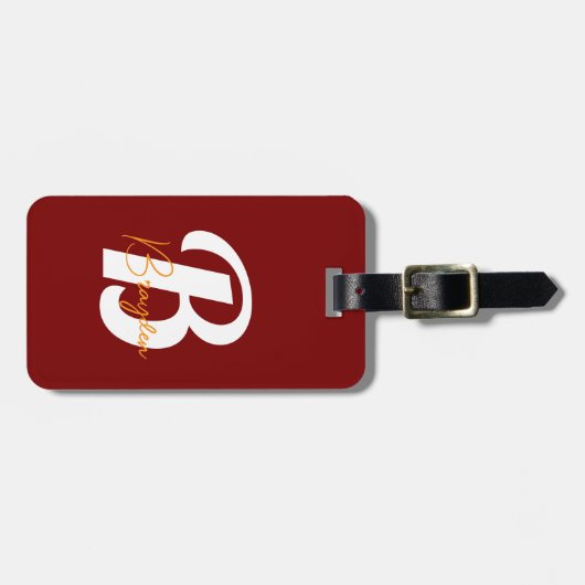 Étiquette À Bagage Élégant Monogramme Accessoire de voyage élégant - (Devant horizontal)