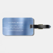 Étiquette À Bagage Élégant Monogramme Bleu (Dos horizontal)