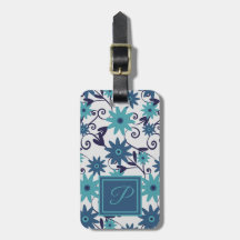 Élégant monogramme bleu turquoise motif