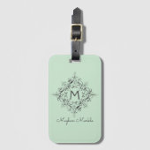 Étiquette À Bagage Élégant monogramme classique pastel (Devant Vertical)