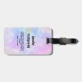 Étiquette À Bagage Élégant Monogramme d'aquarelle bleu violet (Dos horizontal)