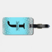 Étiquette À Bagage Élégant monogramme de fausse parties scintillant b (Dos horizontal)