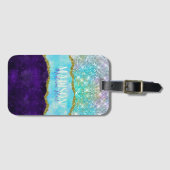 Étiquette À Bagage Élégant monogramme de fausse parties scintillant d (Devant Horizontal)