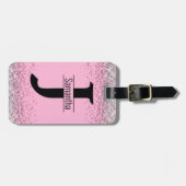 Étiquette À Bagage Élégant monogramme de fausse parties scintillant e (Devant horizontal)