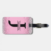 Étiquette À Bagage Élégant monogramme de fausse parties scintillant e (Dos horizontal)