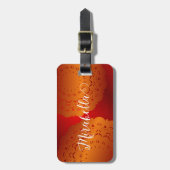 Étiquette À Bagage Élégant Monogramme de Mandala rouge orange (Devant Vertical)