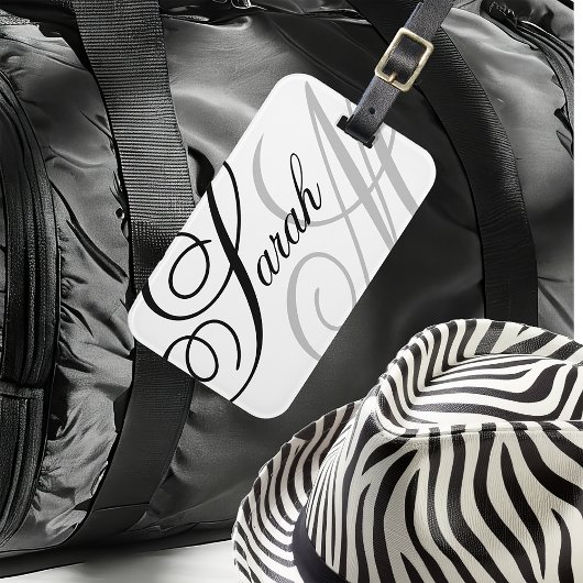 Étiquette À Bagage Élégant Monogramme de typographie