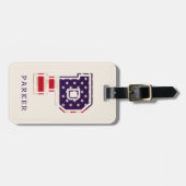 Étiquette À Bagage Élégant Monogramme Drapeau USA P (Devant horizontal)