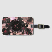 Étiquette À Bagage Élégant Monogramme Fleurs violettes (Devant Horizontal)