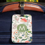 Étiquette À Bagage Élégant Monogramme Floral<br><div class="desc">Élégant motif tout-en-un fleuri de jardin avec initiale monogramme. Un cadeau ou accessoire personnalisé parfait.</div>