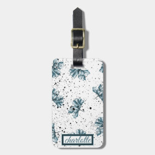 Étiquette À Bagage Élégant monogramme floral Grunge