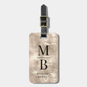 Étiquette À Bagage Élégant monogramme ivoire beige (Devant Vertical)