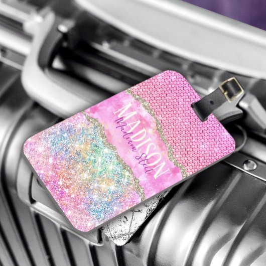 Étiquette À Bagage Élégant monogramme l monogramme de parties scintil