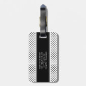 Étiquette À Bagage Élégant Monogramme minimaliste noir blanc (Dos Vertical)