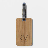 Étiquette À Bagage élégant monogramme moderne en bois (Dos Vertical)