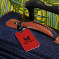 Élégant Monogramme noir en cuir Vintage rouge