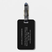 Étiquette À Bagage Élégant Monogramme noir gris élégant Script initia (Dos Vertical)