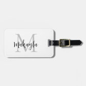 Étiquette À Bagage Élégant Monogramme Nom du script Bagage Balise (Devant horizontal)