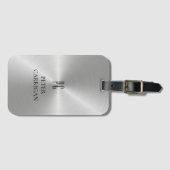 Étiquette À Bagage Élégant Monogramme Novelty Silver Metallic (Devant Horizontal)