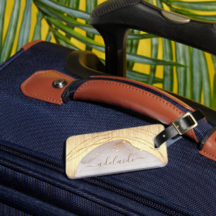 Étiquette À Bagage Élégant Monogramme Or brossé métal personnalisé