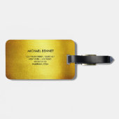 Étiquette À Bagage Élégant Monogramme Or Brossé Métallique Bagages (Dos horizontal)