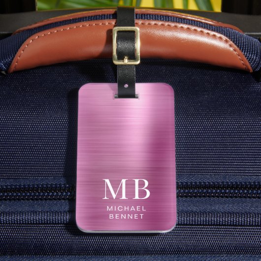 Étiquette À Bagage Élégant Monogramme rose (Insitu Rectoal 2)