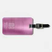 Étiquette À Bagage Élégant Monogramme rose (Devant horizontal)