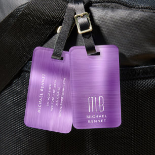 Étiquette À Bagage Élégant Monogramme rose