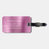 Étiquette À Bagage Élégant Monogrammé Rose (Dos horizontal)