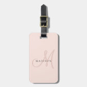 Étiquette À Bagage Élégant Monogramme rose Clou (Devant Vertical)