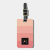 Étiquette À Bagage Élégant Monogramme rose rayé Nom personnalisé Adre (Devant Vertical)