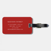 Étiquette À Bagage Élégant Monogramme Rouge Et Blanc (Dos horizontal)