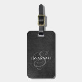 Étiquette À Bagage Élégant Monogramme Script Blush Rose Cute cuir (Devant Vertical)