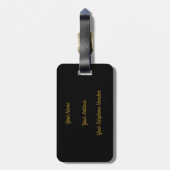 Étiquette À Bagage Élégant Monogramme Script Modern Black Gold Ajoute (Dos Vertical)