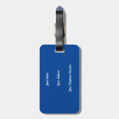 Étiquette À Bagage Élégant Monogramme Script Modern Blue Ajouter un n (Dos Vertical)