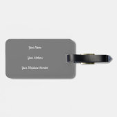 Étiquette À Bagage Élégant Monogramme Script Modern Grey Black Ajoute (Dos horizontal)