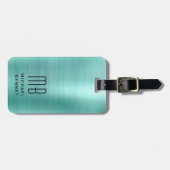 Étiquette À Bagage Élégant Monogramme Vert (Devant horizontal)