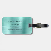 Étiquette À Bagage Élégant Monogramme Vert (Dos horizontal)