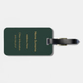 Étiquette À Bagage Élégant Monogramme Vertical Chasse Vert & Or (Dos horizontal)