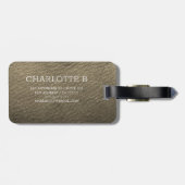 Étiquette À Bagage Élégant monogramme Voyageur Brown et cuir noir (Dos horizontal)