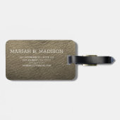 Étiquette À Bagage Élégant monogramme Voyageur Brown et cuir noir (Dos horizontal)