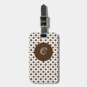 Étiquette À Bagage Élégant Motif Brown et blanc À damiers (Devant Vertical)