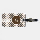 Étiquette À Bagage Élégant Motif Brown et blanc À damiers (Dos horizontal)