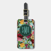 Étiquette À Bagage Élégant motif d'aqua fleurs roses (Devant Vertical)